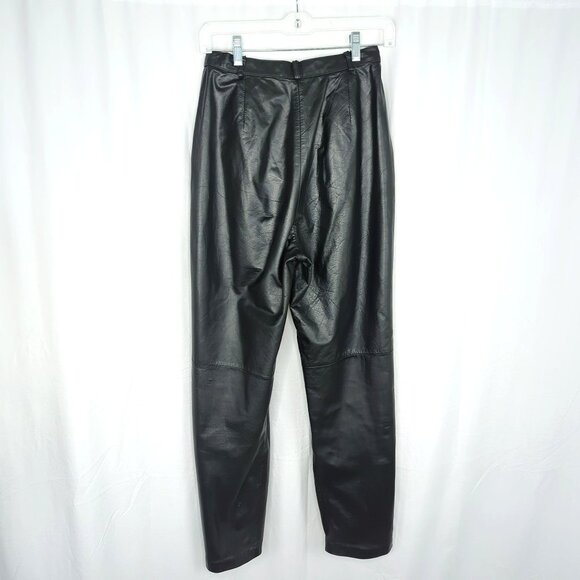 Vintage Black Leather Pants 2 X Small Tapered Womens - Picture 5 of 9